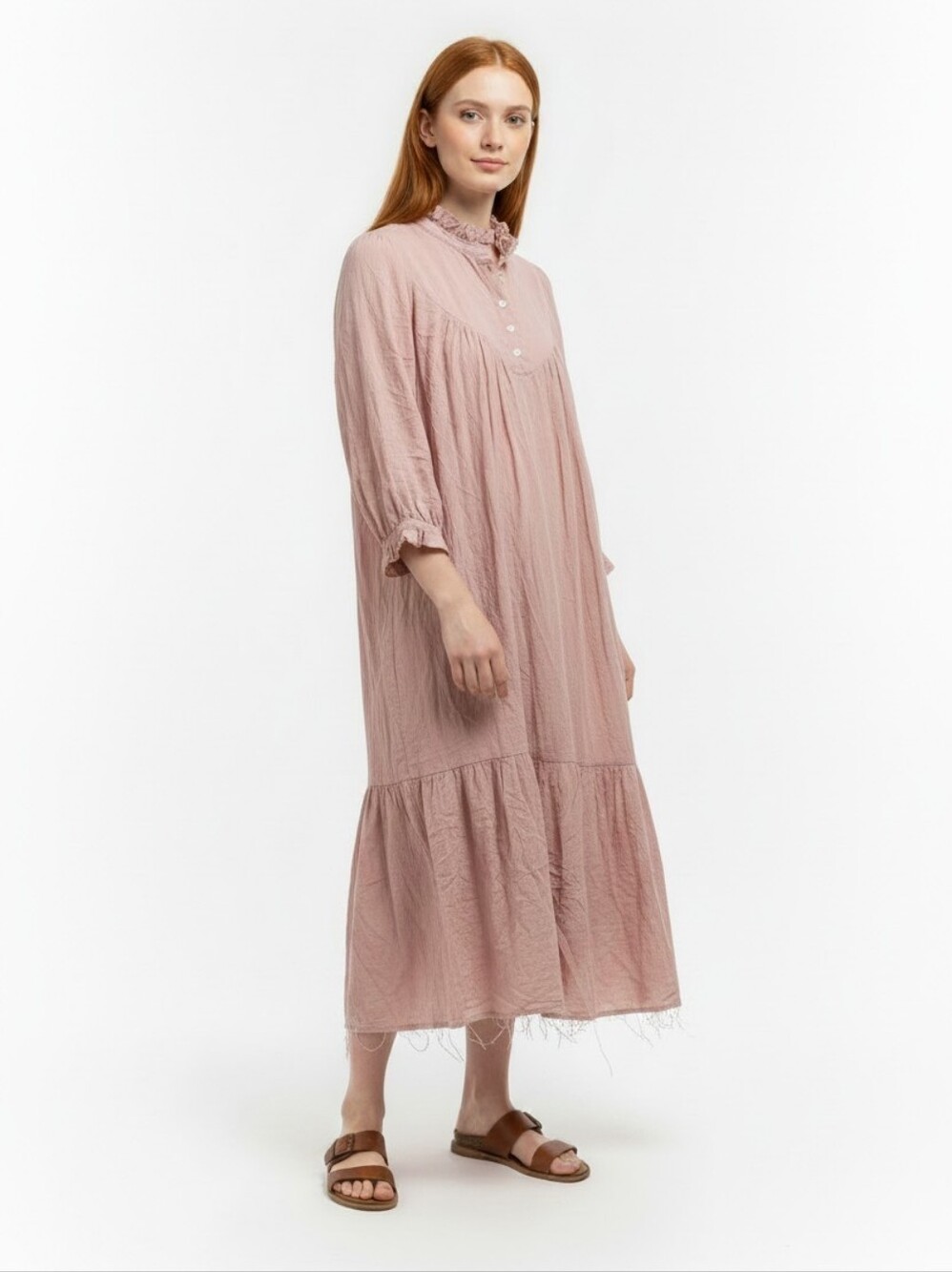 Raquel Allegra Gentle Tie Dye Acid Wash Barn Dress